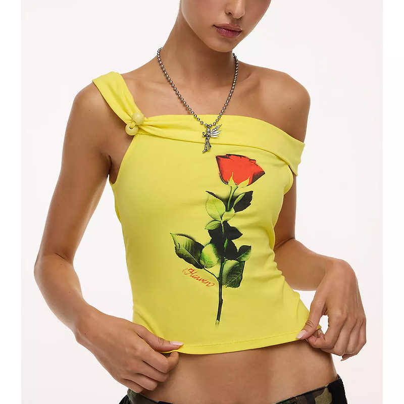 Rose Y2K Sleeveless Straps Top