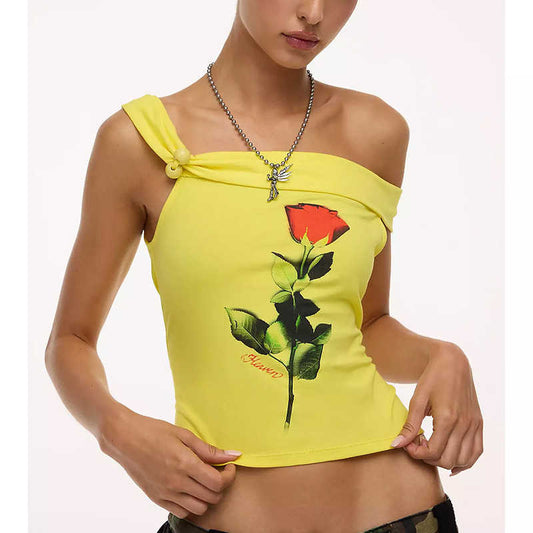 Rose Y2K Sleeveless Straps Top