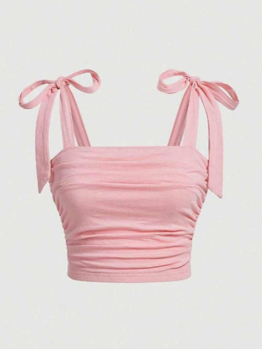 Coquette Strap Bow Crop Top