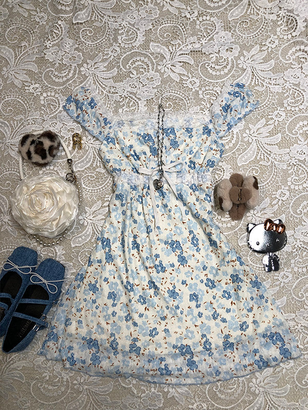 blue floral dress