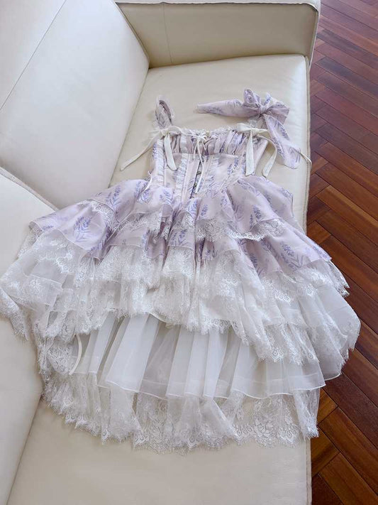French Fishbone Light Purple Dress