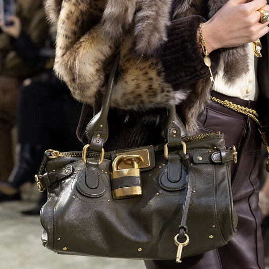 Y2K Vintage Studded Lock Top Handle Bag