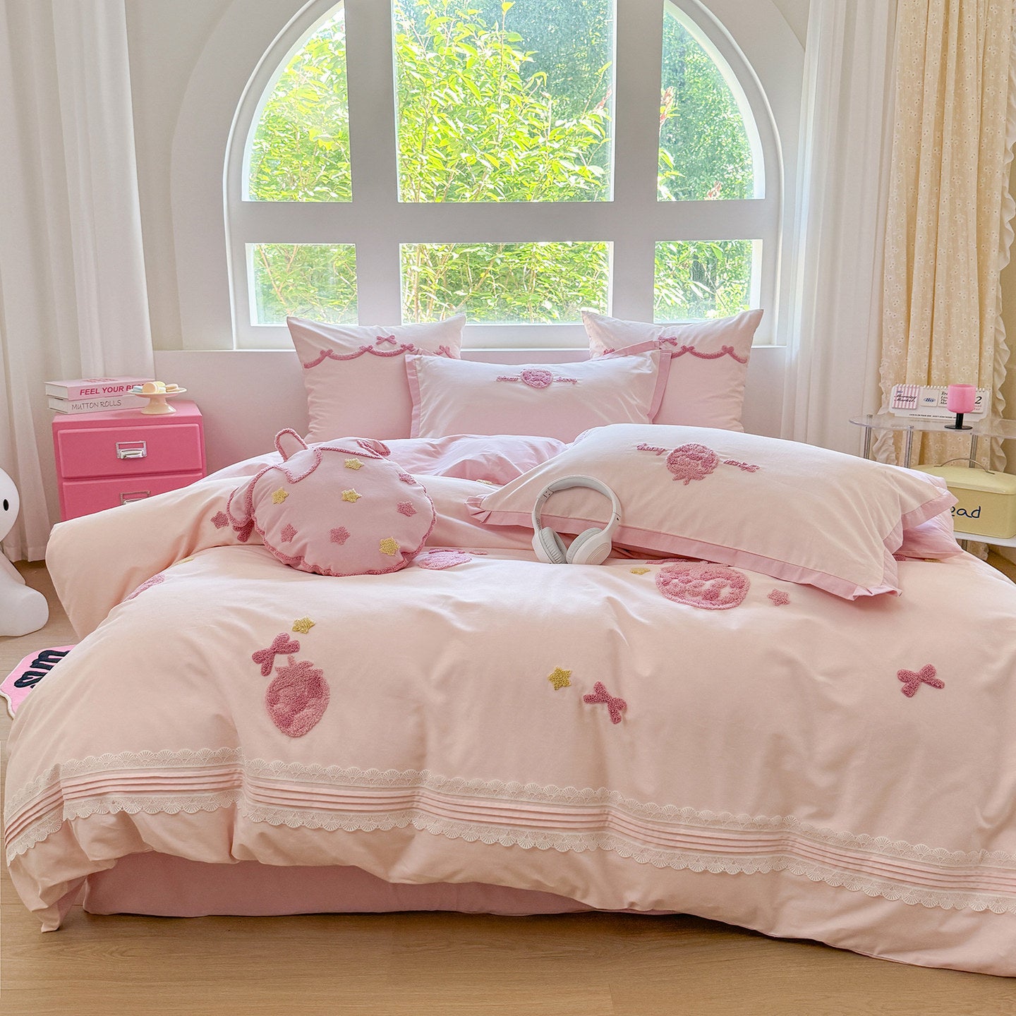 Pure cotton brushed quilt four-piece set