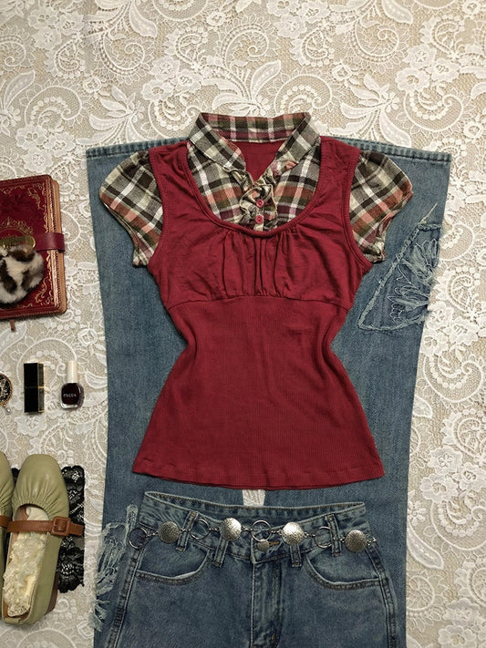 red plaid shirt