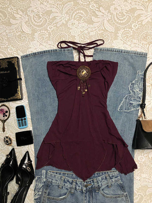 Retro Halter Neck Tube Top