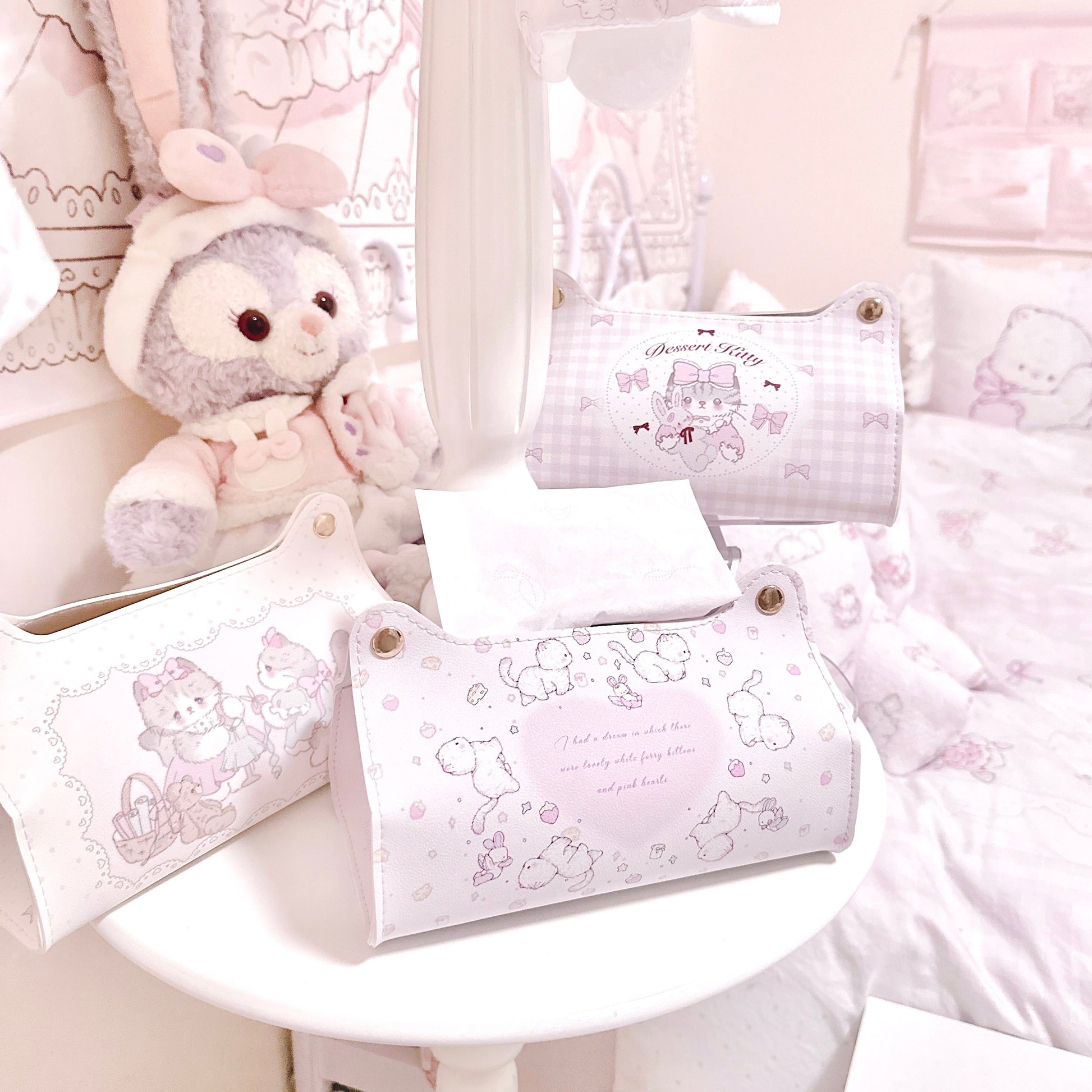 Cute cat leather tissue box