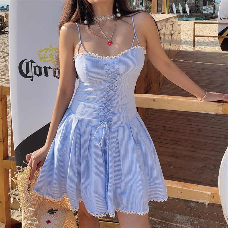 French Retro Lace Strap Dress
