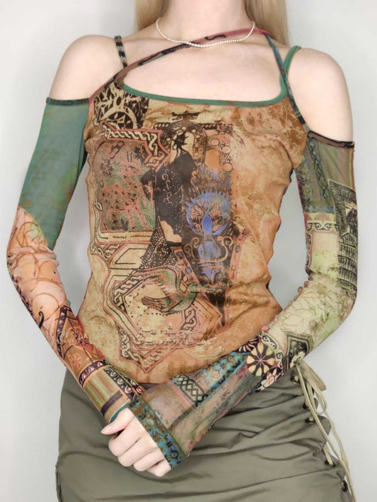 Fairy Grunge Mesh Long-sleeved Top