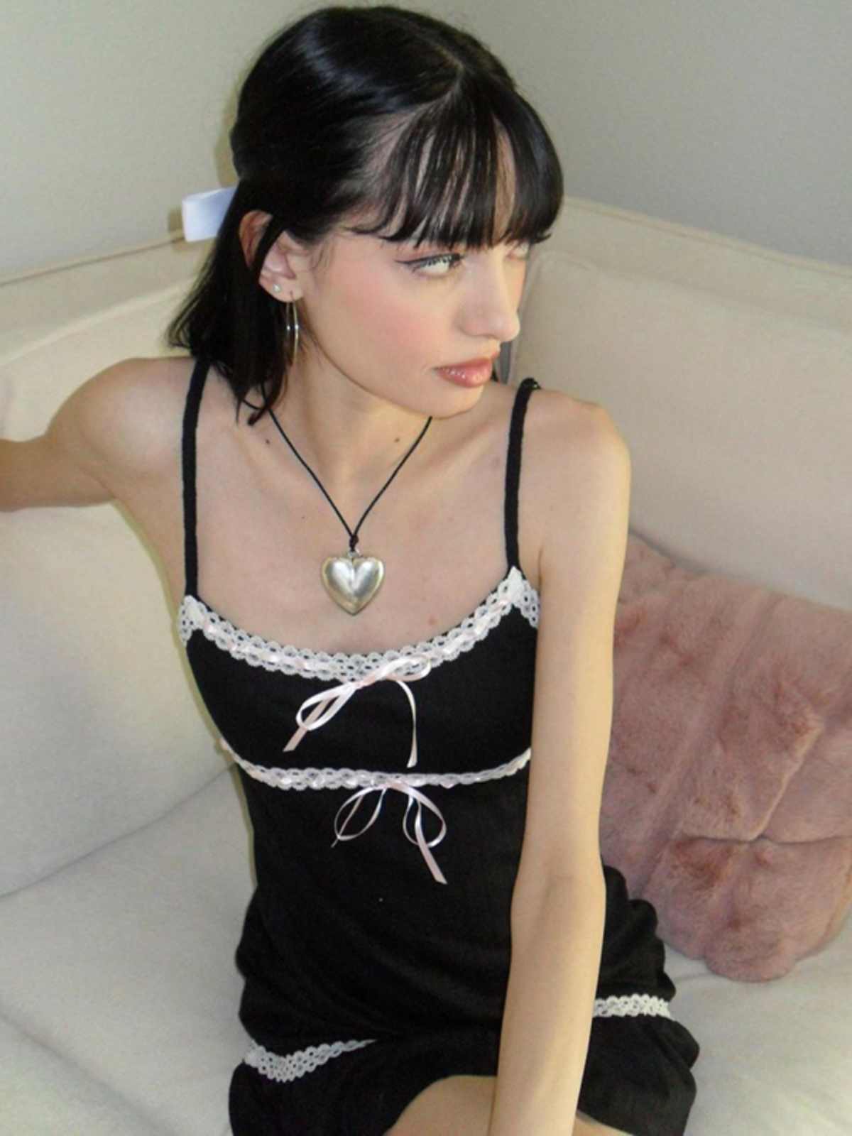 Lace Tie Bow Dark Coquette Dress