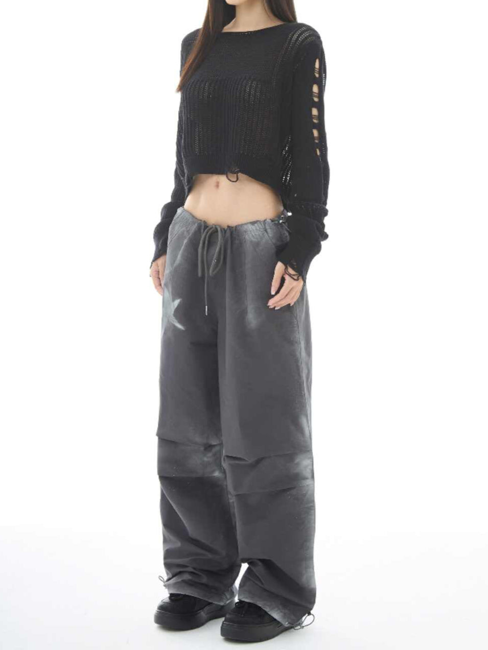 Y2K Star Girl Smudged Paratrooper Pants