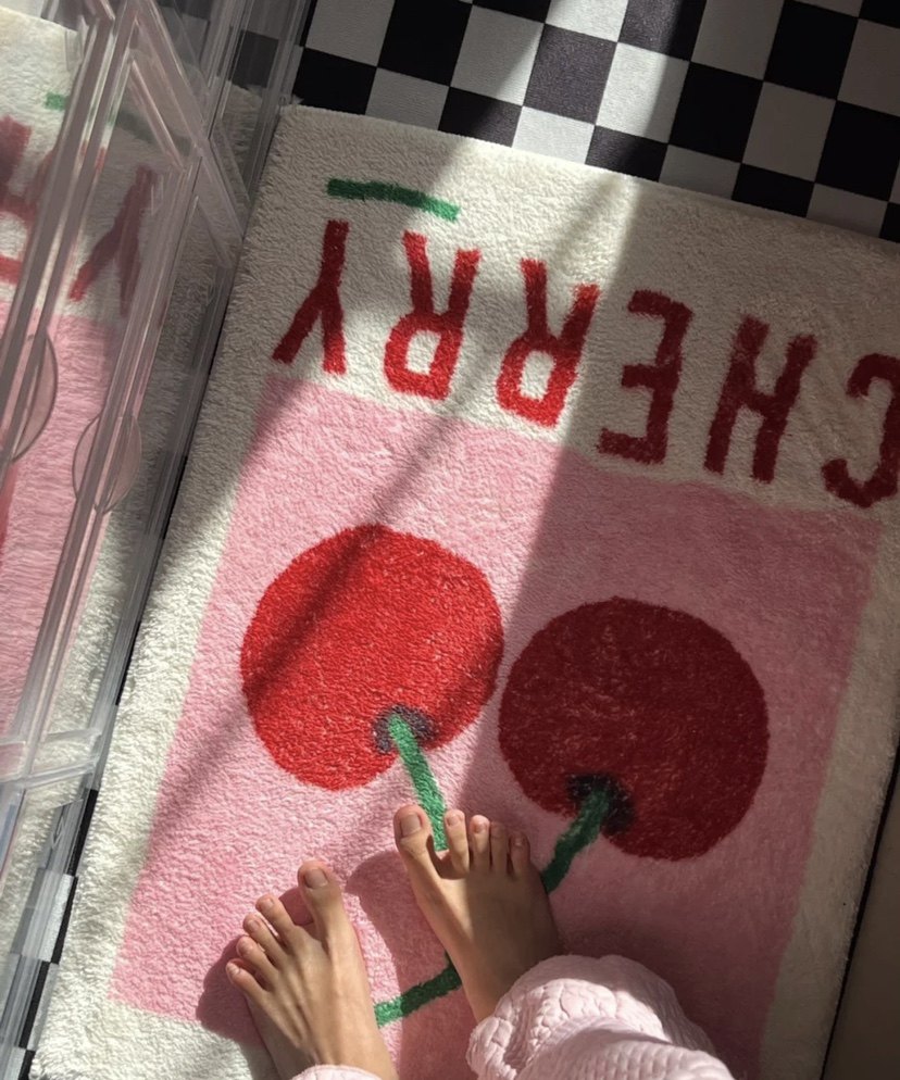 ins cute cartoon cherry bedroom carpet