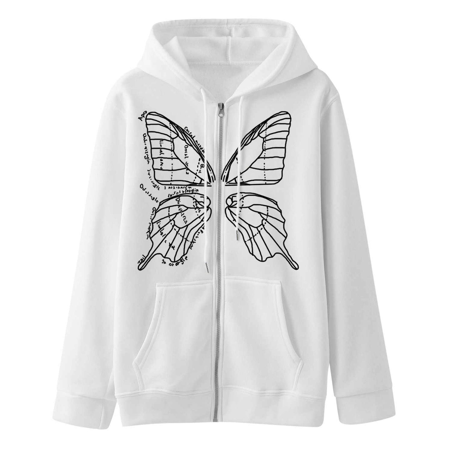 Acubi Butterfly Grunge Zip-up Hoodie