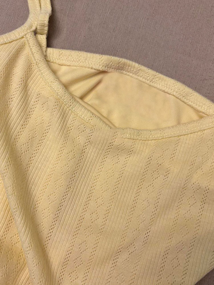 retro yellow suspender dress