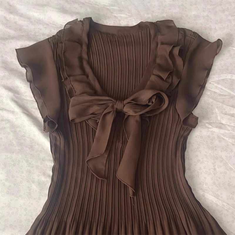 Retro Brown Chiffon Shirt