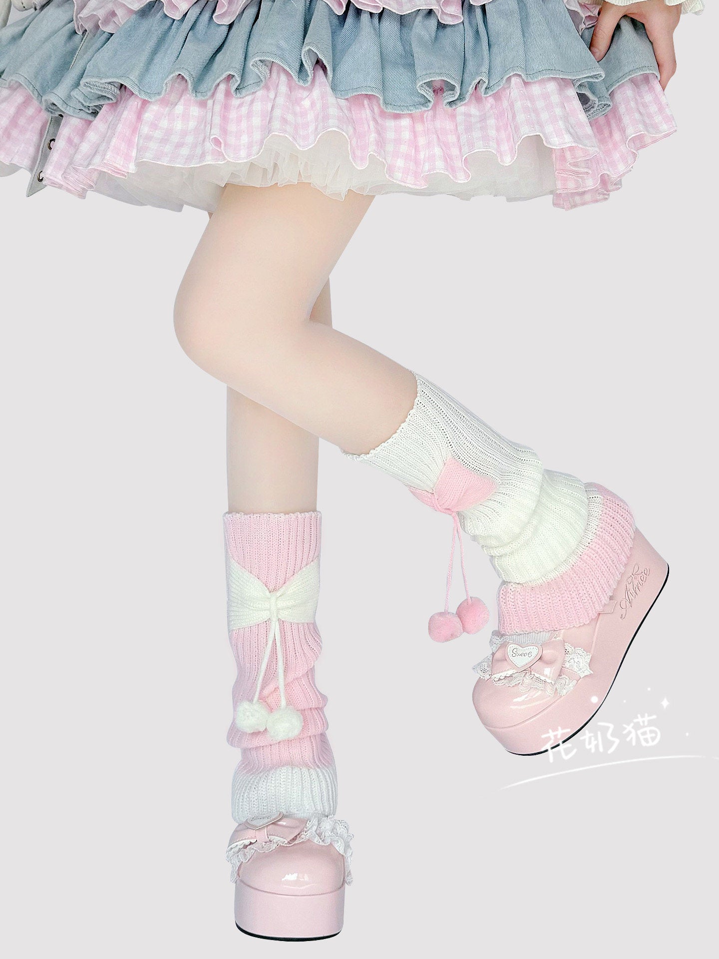 lolita bow knit socks