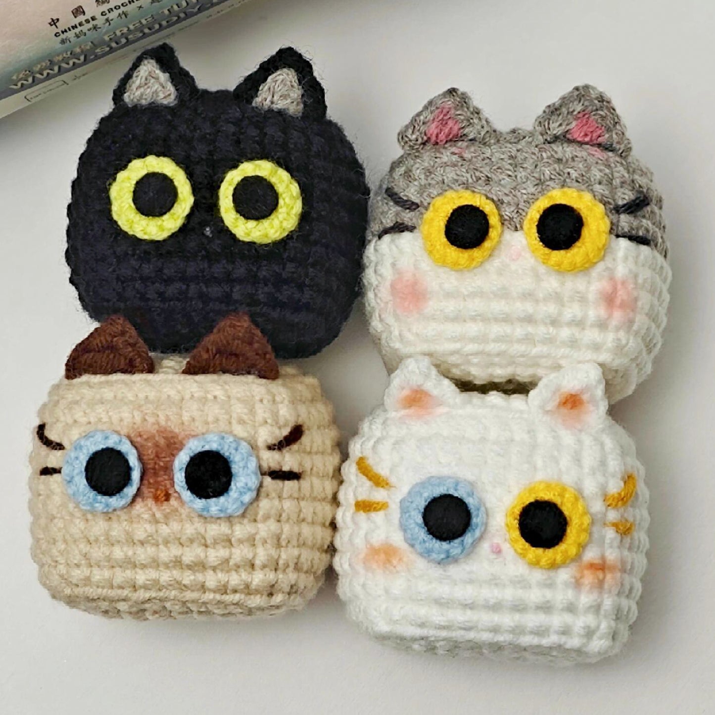 diy wool cute little black cat material bag