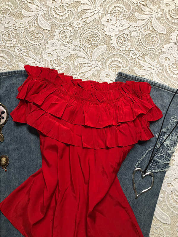 Retro Fungus-trimmed One-shoulder Top