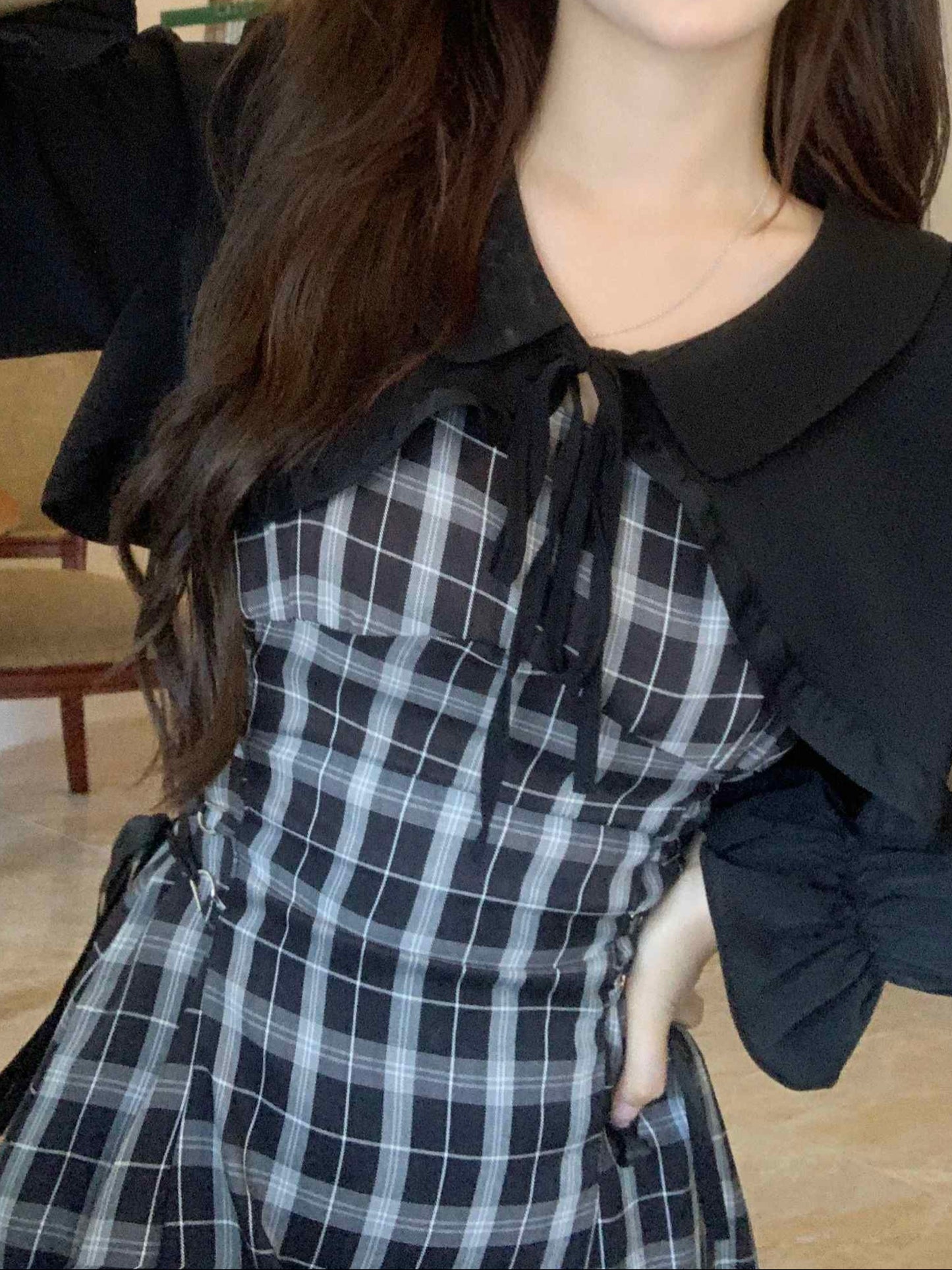 Dark Coquette Plaid Suspender Dress