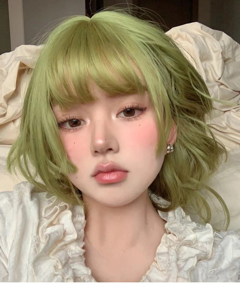 Princess Cut Green Fluffy Wig