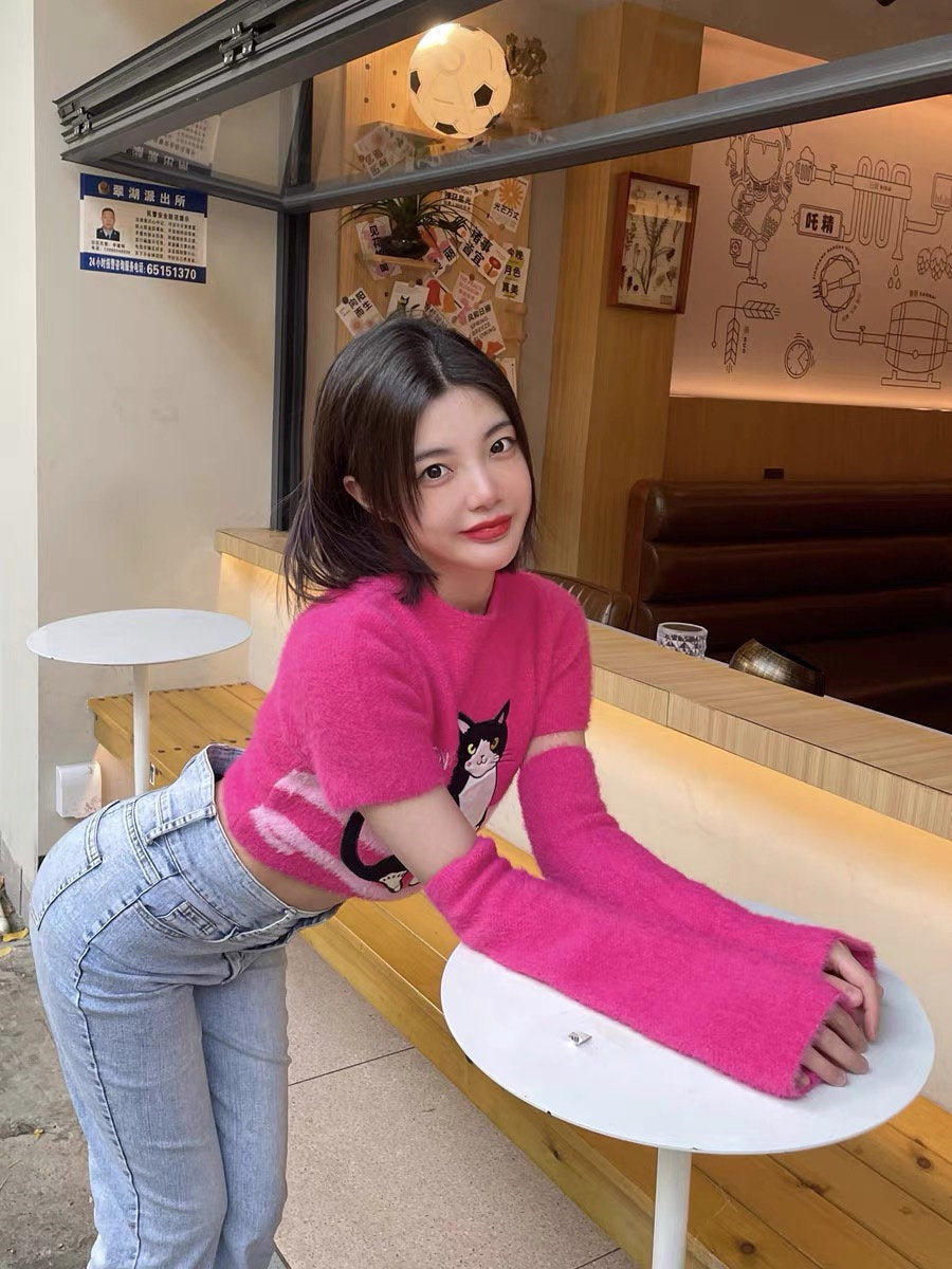 y2k pink soft knit shirt