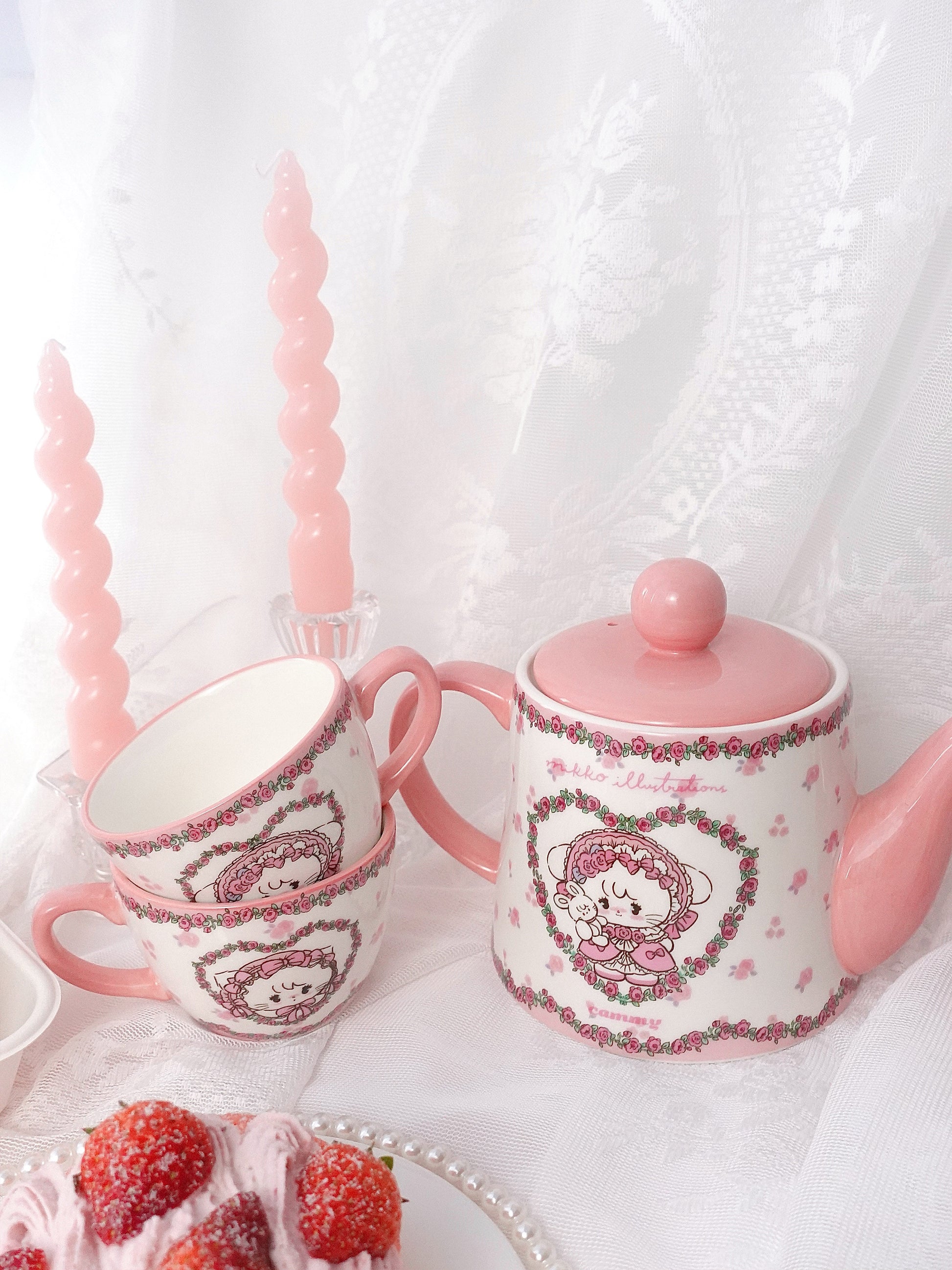 strawberry kawaii mug