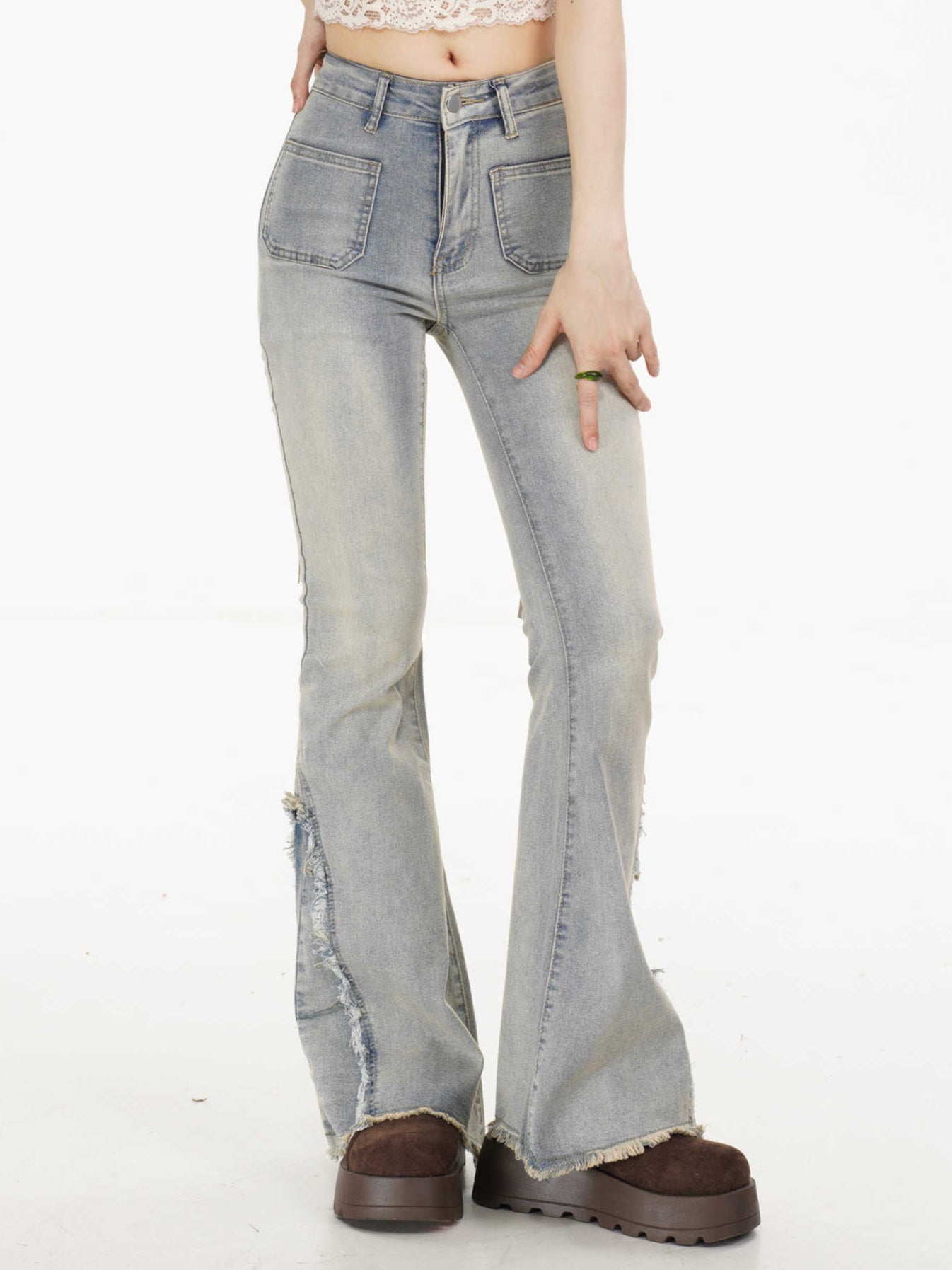 Coquette Washed Blue Flare Jeans