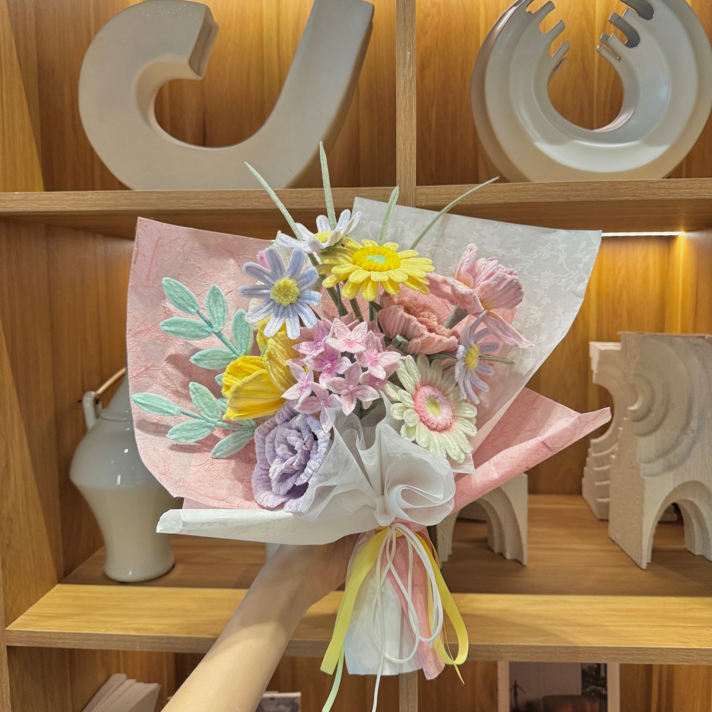 Finished handmade velvet eternal flower bouquet