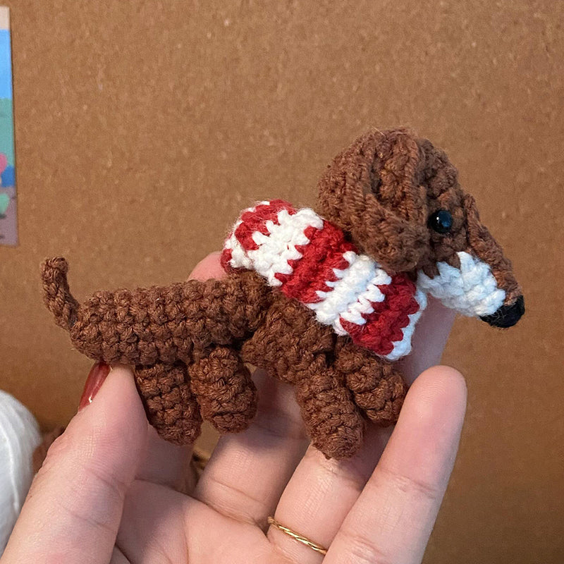 diy crochet cute dachshund puppy material bag