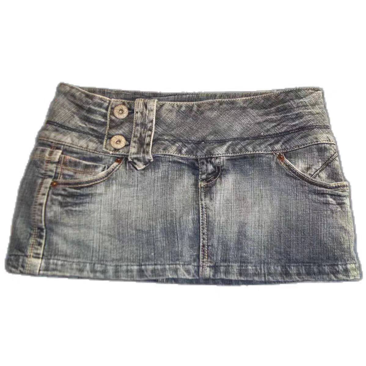 buckles denim vintage skirt