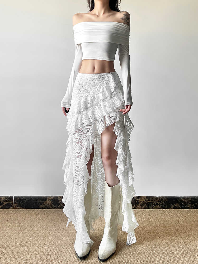 Bohemian Romantic Ruffled Irregular Skirt