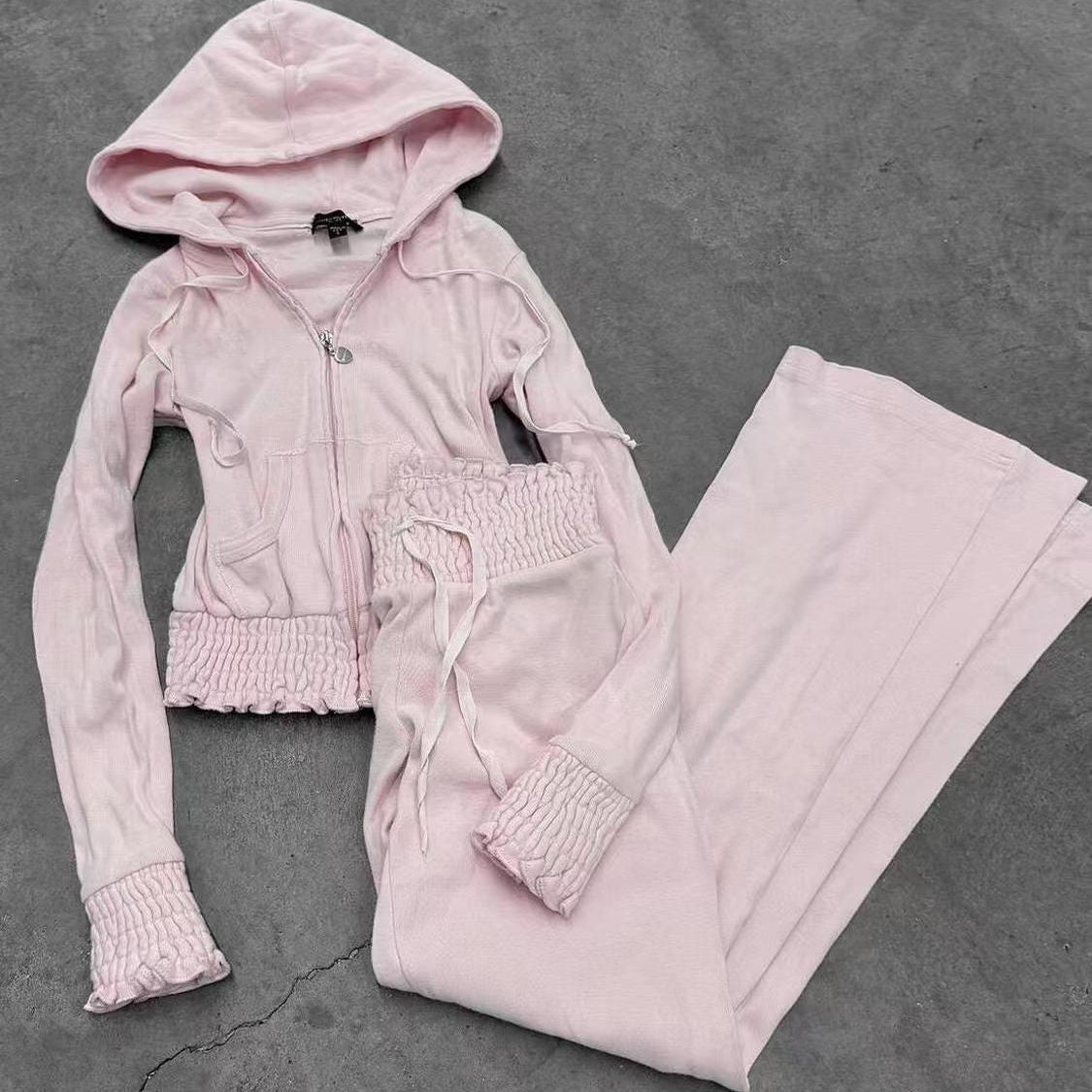 coquette zip-up sweatshirt suit