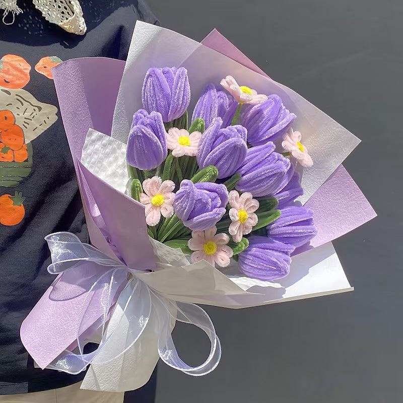 hand-woven tulips simulated twist stick bouquet