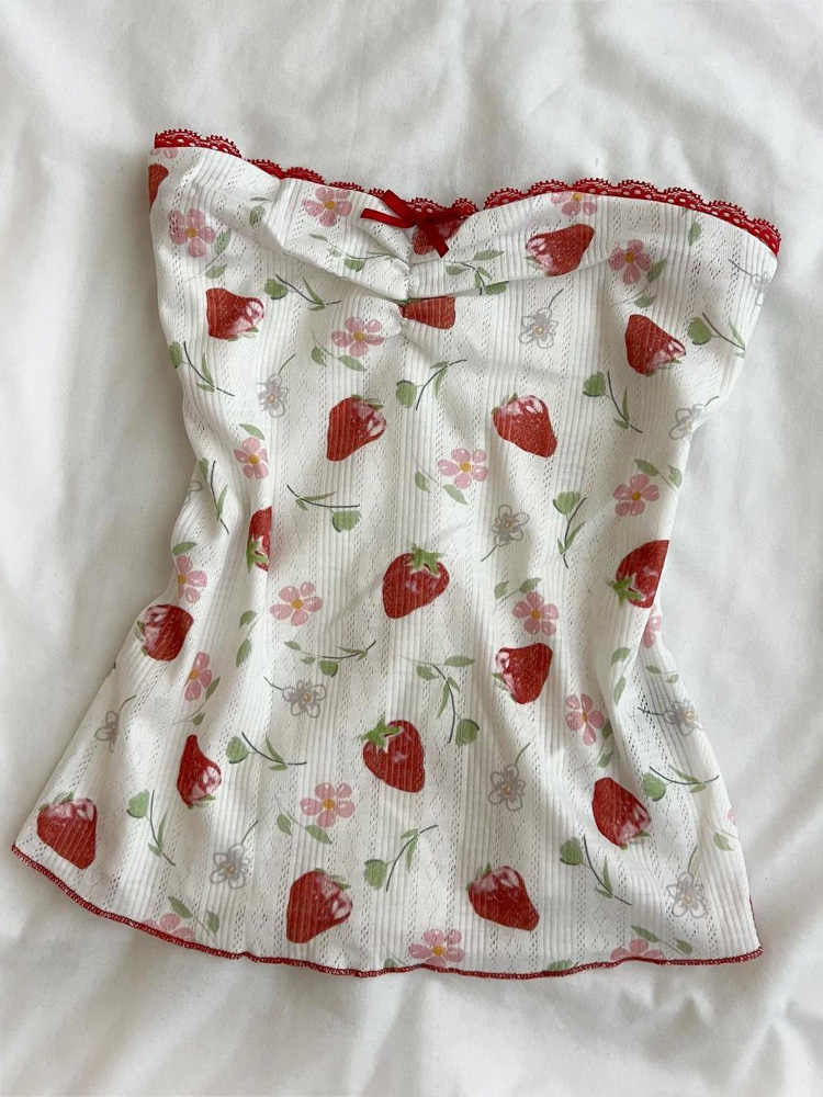 Retro Sweet Strawberry Crop Top