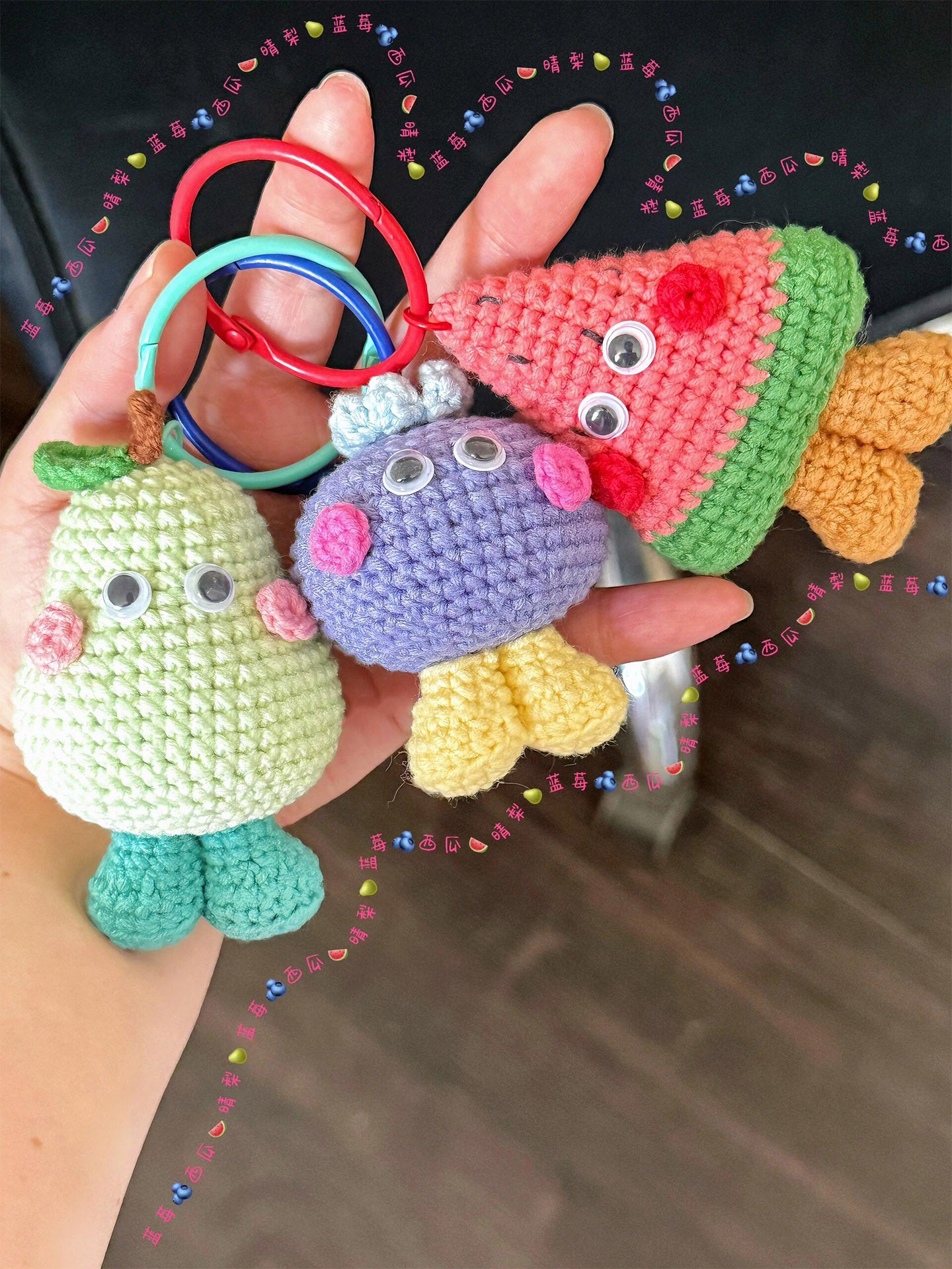 DIY cute fruit pendant wool doll