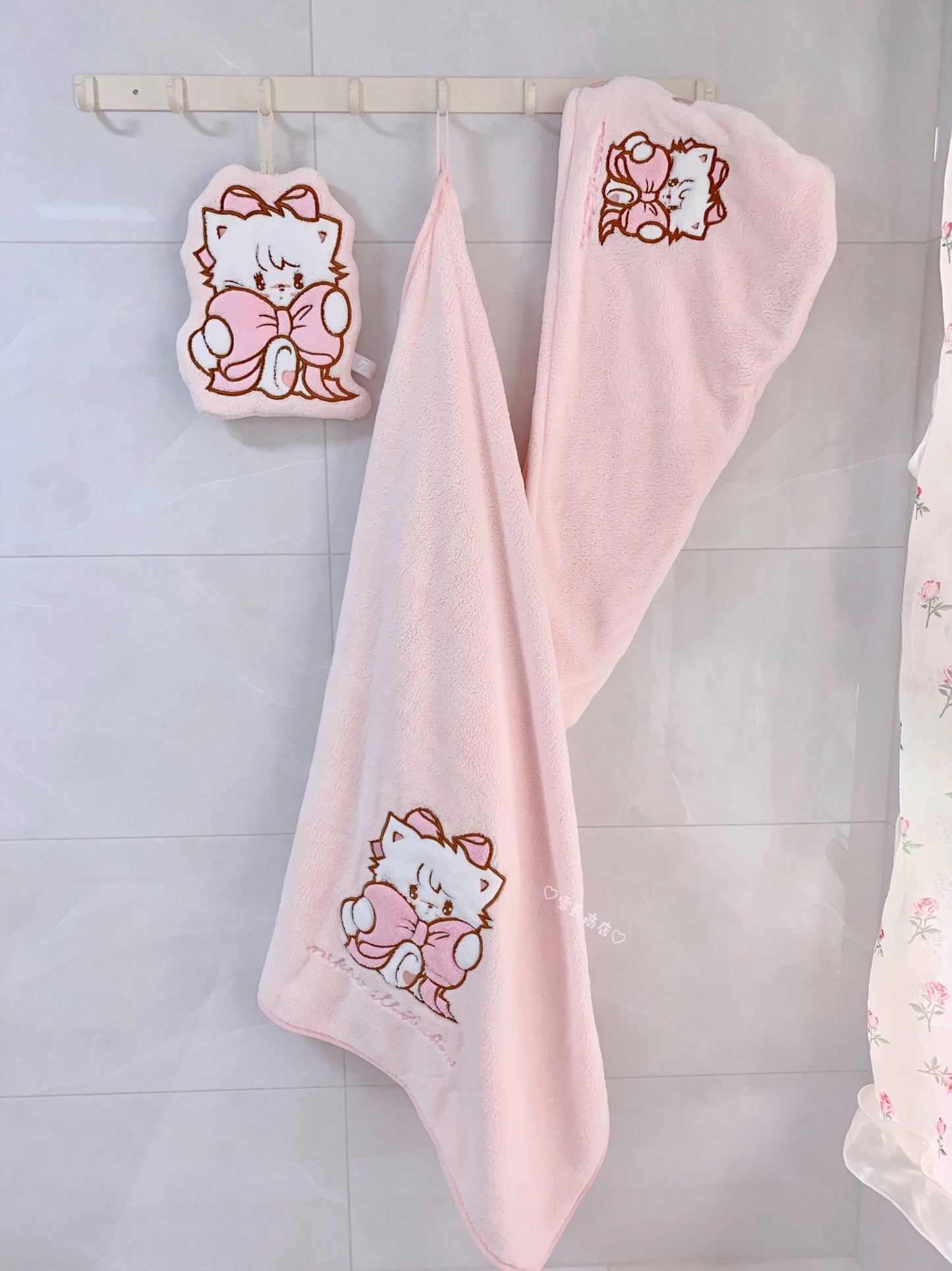 kawaii hair drying cap and hand towel
