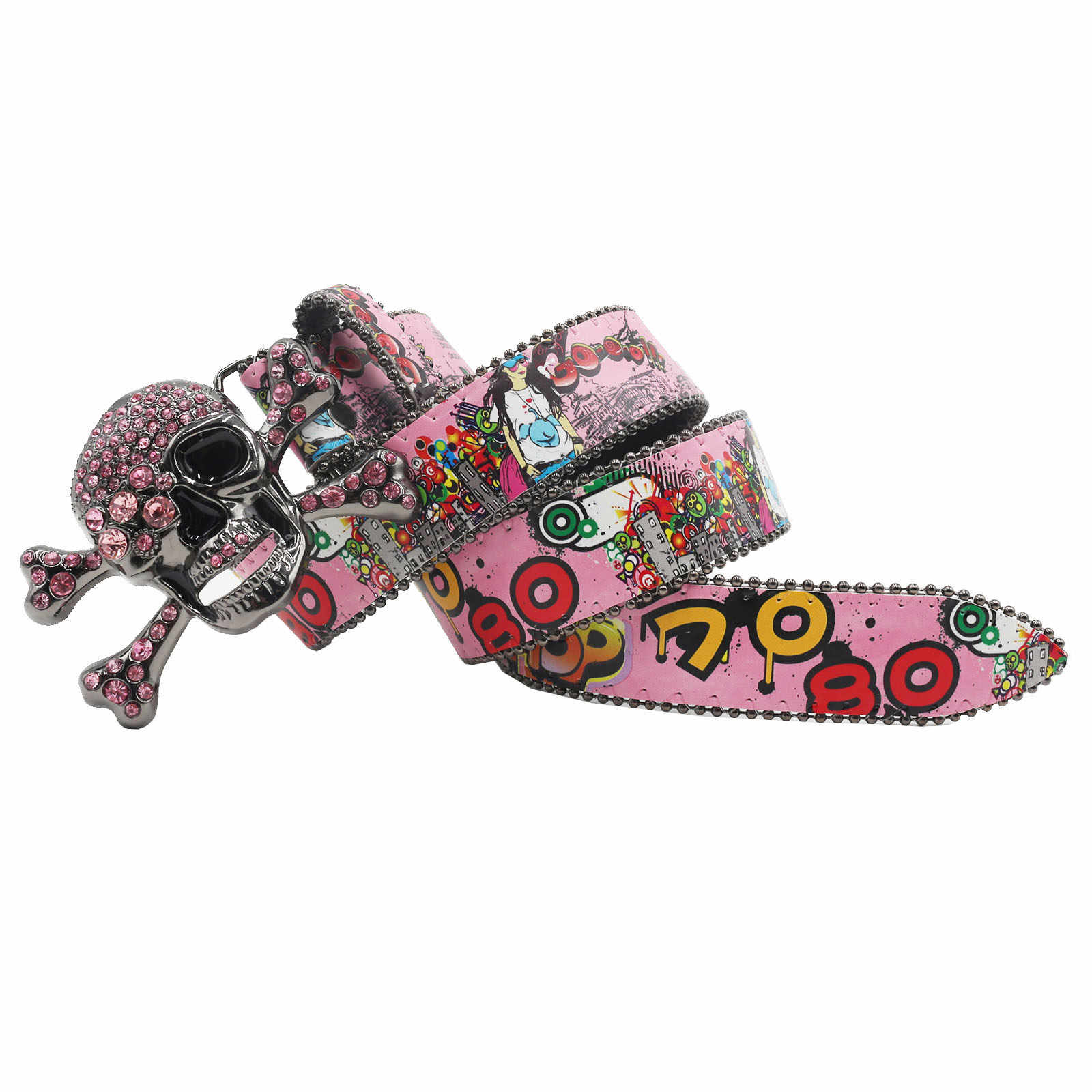 Y2K Rhinestone Skull Punk Belt