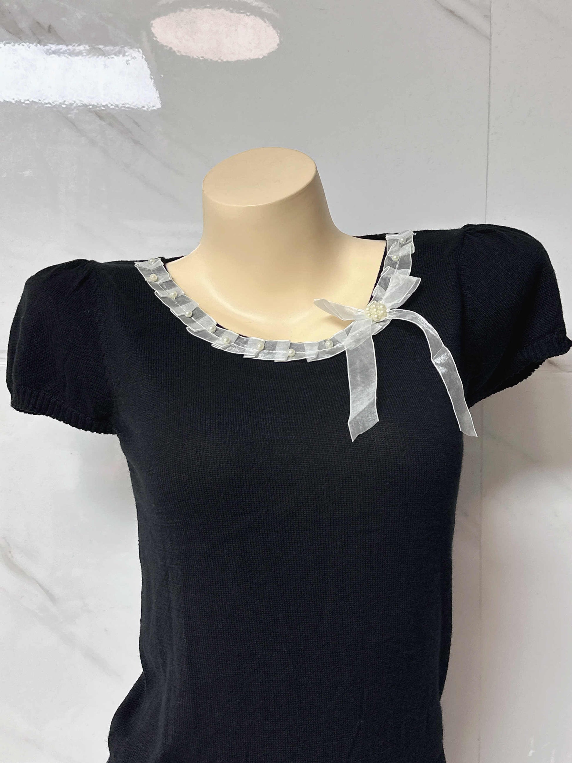 Dark Coquette Bow Ribbon Top