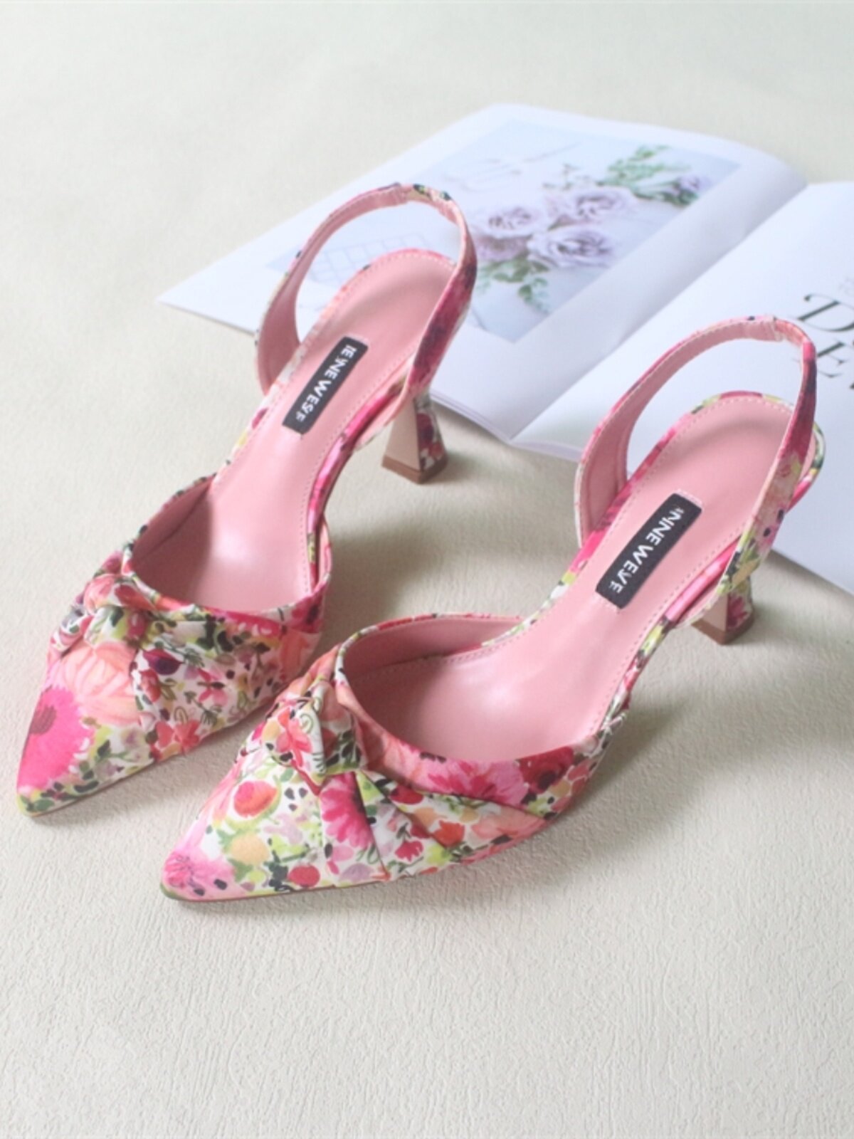 Versatile Printed Two-Tone Satin Closed-Toe High Heel Sandals for Dress