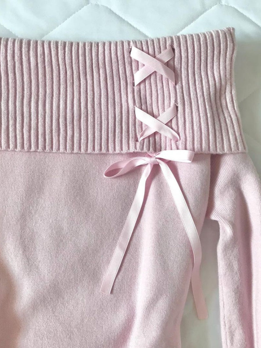 Original Pink One-shoulder Sweater