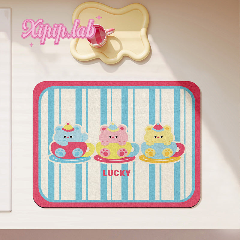 cute cartoon bar Kitchen countertop drain mat