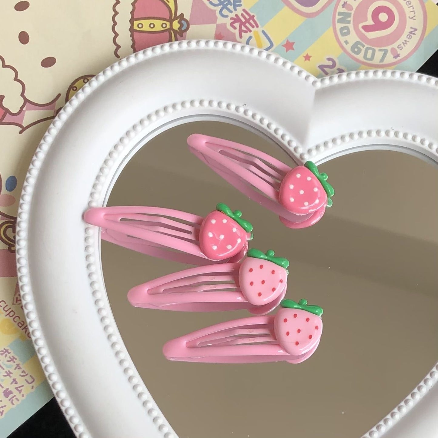 pink strawberry kawaii hair accessories