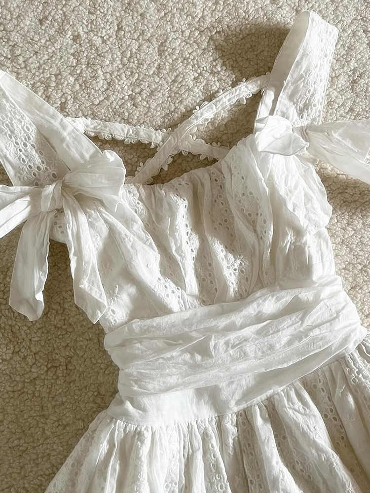 French Retro White Lace Dress