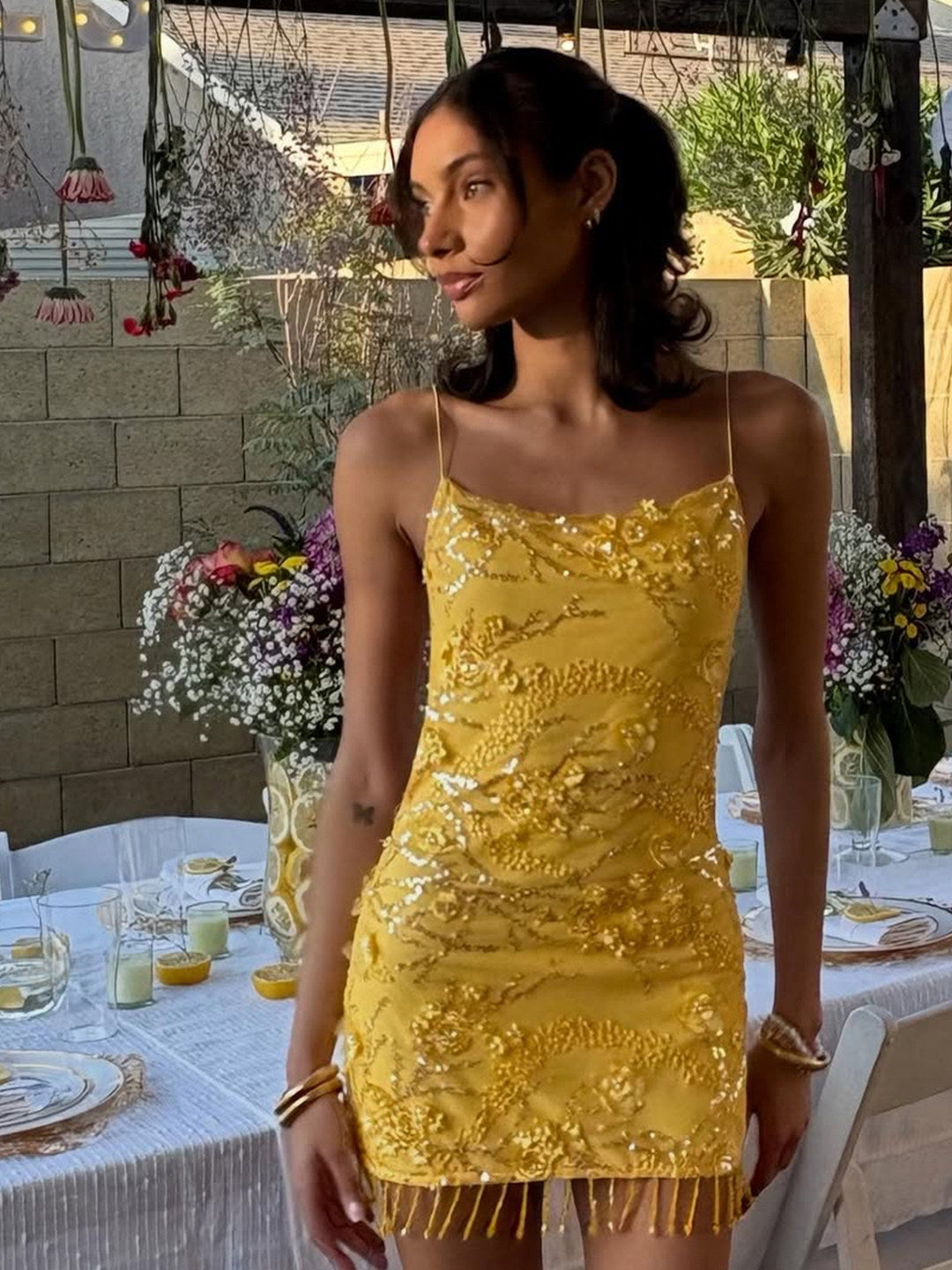 Sequined Halter Backless Dress