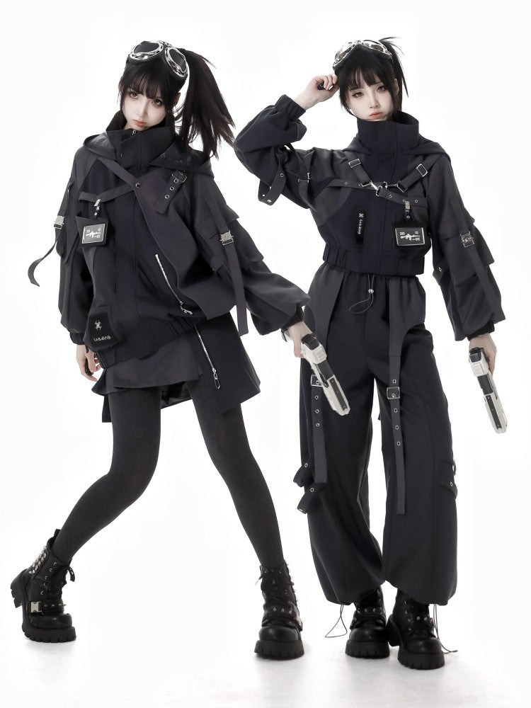 acubi black straps jacket