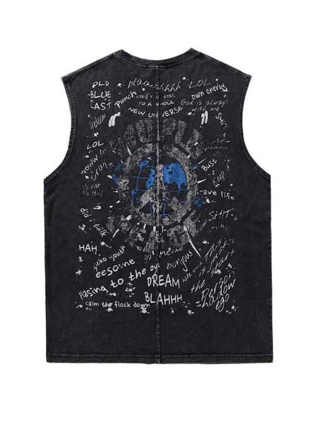 Grunge Eye of the Black Hole Washed Tank Top