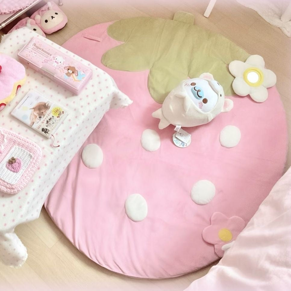 homemade cute strawberry bedside blanket