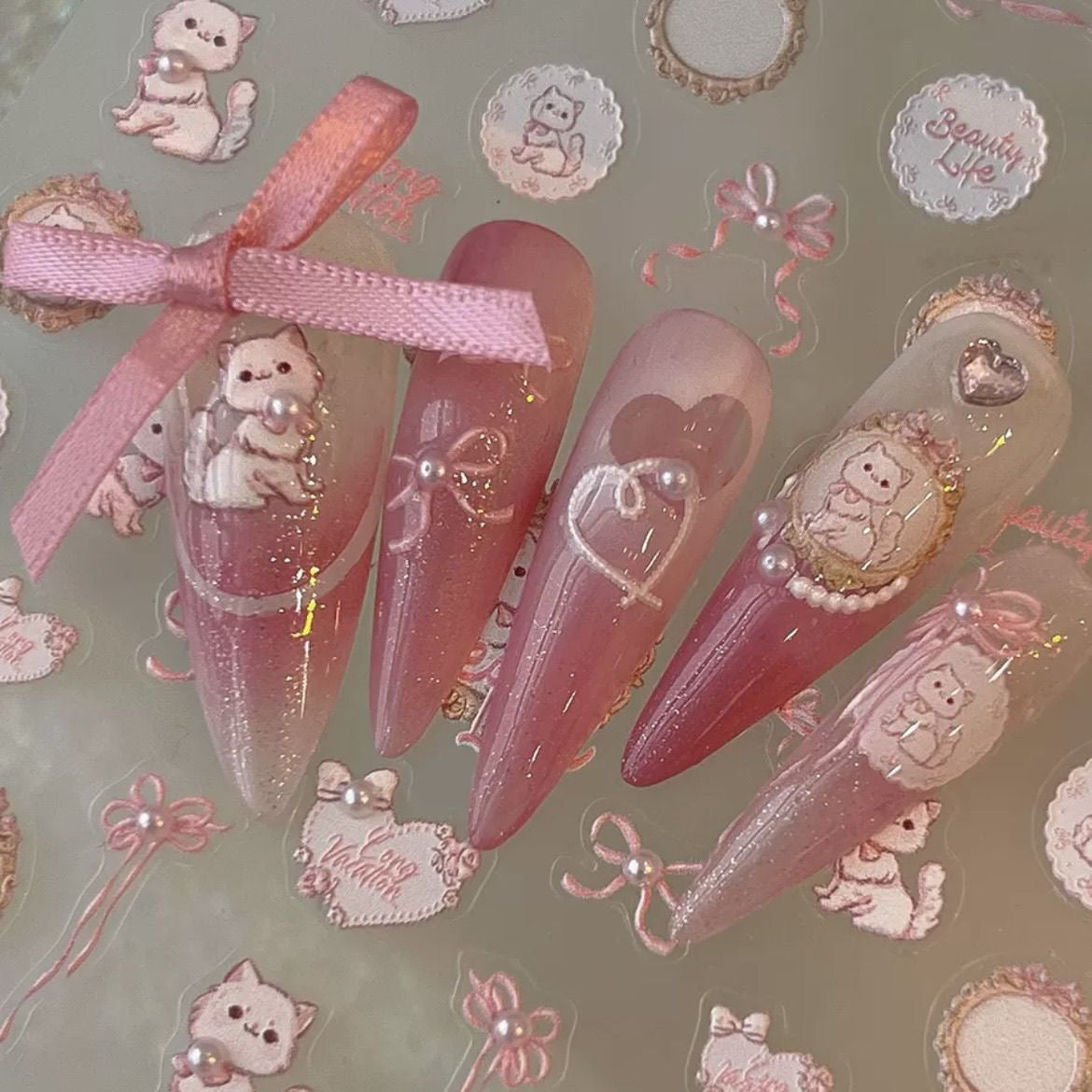 cute kitten kawaii nails stickers