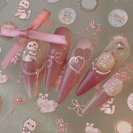 cute kitten kawaii nails stickers