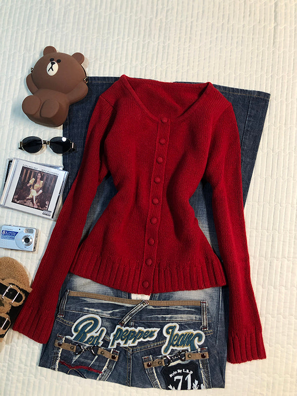 red vintage sweater