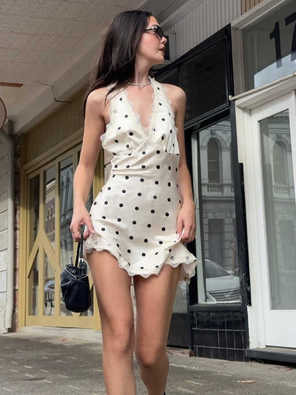 Retro Polka Dot Suspender Dress